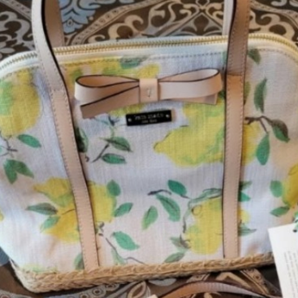 Kate Spade 💥RARE💥 Capri Espadrille Painterly Lemon Satchel Crossbody EUC #130